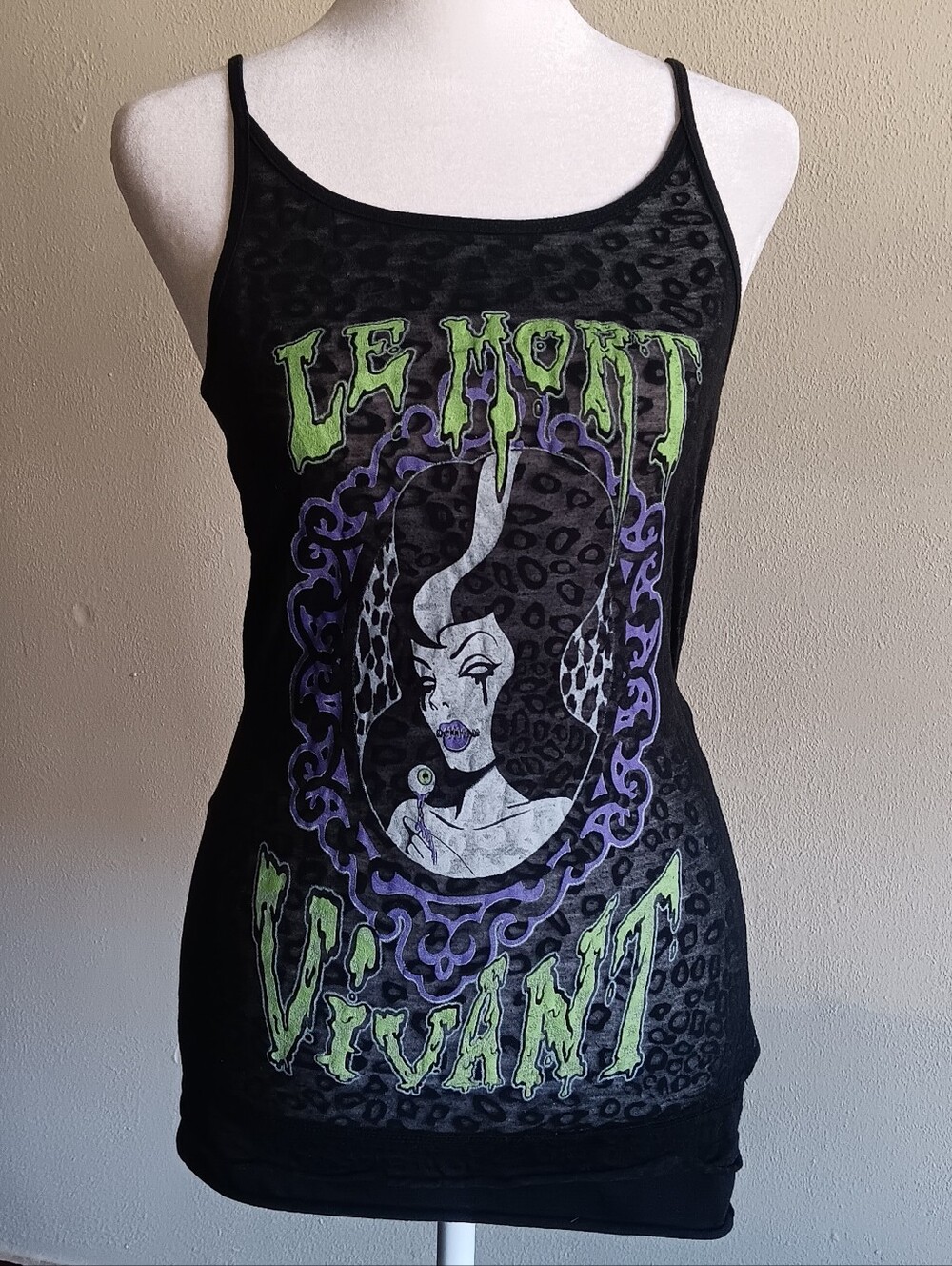 Le Mort Too Fast Cirque Couture Punk Goth Grunge Medium Black Graphic Tank Top